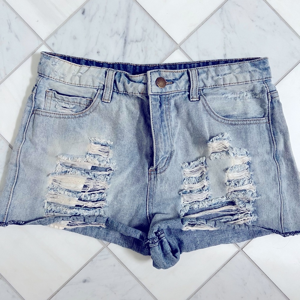 Distressed Denim Cut-off Shorts